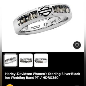 Harley-Davidson Black Ice Crystal Comfort Fit Wedding Band - Sterling Silver